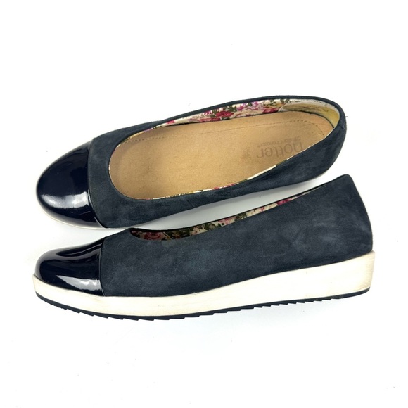 Hotter Angel Navy Suede Cap Toe Slip On Comfort Shoes Dual Fitting Womens Sz 8.5 - Picture 9 of 9